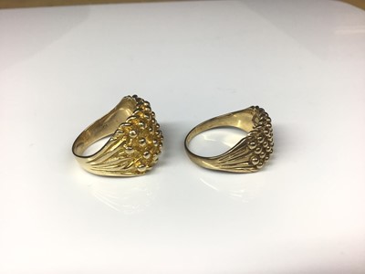 Lot 141 - Two 9ct gold rope twist and beaded panel rings