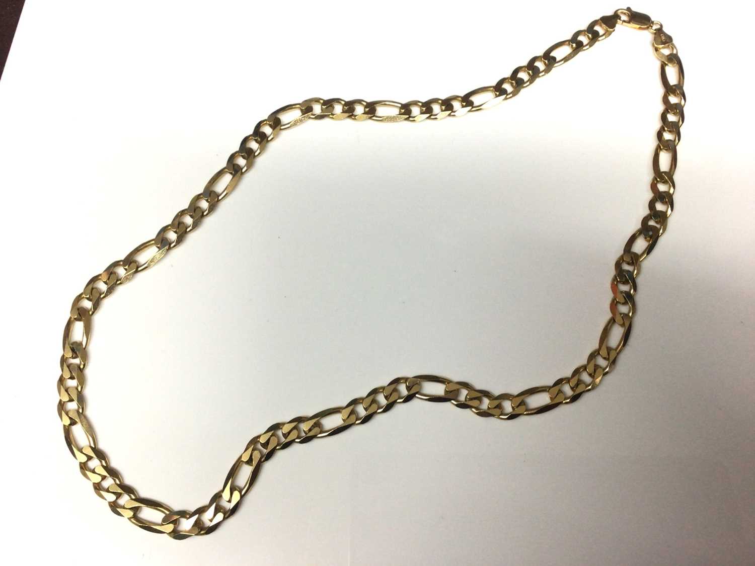 Lot 157 - 9ct gold flat curb link chain, 66cm long