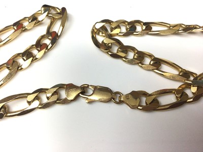 Lot 157 - 9ct gold flat curb link chain, 66cm long