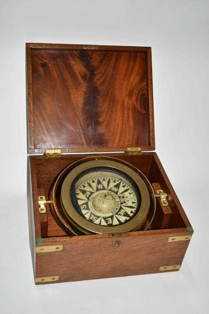 Lot 2416 - Gimbal compass in brass bound mahogany box