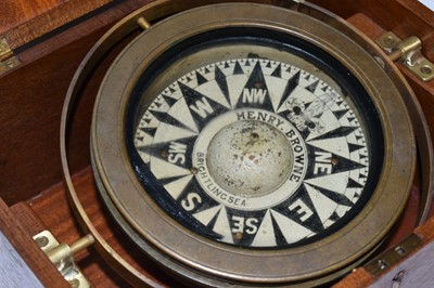 Lot 2416 - Gimbal compass in brass bound mahogany box