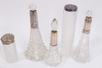 Lot 846 - Group of silver mounted cut glass scent bottles