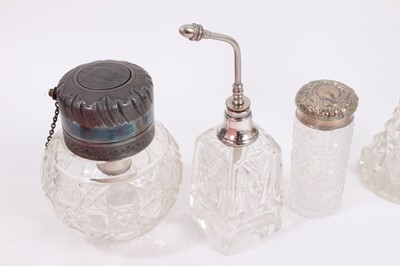 Lot 846 - Group of silver mounted cut glass scent bottles