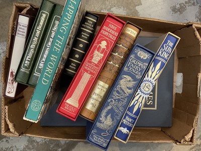 Lot 1782 - One box of folio society books including Grimm's fairytales and Hans Andersen's Fairy tales (1 box)