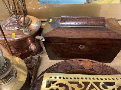 Lot 229 - Copper kettle, brass trivet and other items