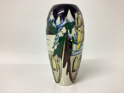 Lot 1234 - Moorcroft vase decorated in the Christmas Welcome pattern