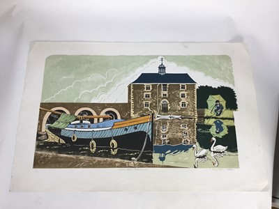 Lot 172 - Penny Berry Paterson (1941-2021) signed colour linocut print - 'Custom House Peterborough', numbered 21/22, 51cm x 82cm