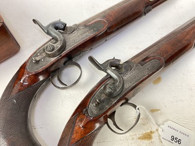 Lot 956 - Pair Victorian Percussion Officer's Pistols by Jackson, cased with accesories.