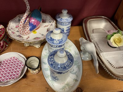 Lot 211 - Selection of good quality china and porcelain including Beswick dog, Lladro goose, Spode etc