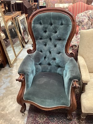 Lot 1111 - Victorian button back armchair