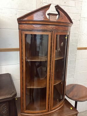 Lot 1104 - Edwardian inlaid satinwood bowfront hanging corner cupboard