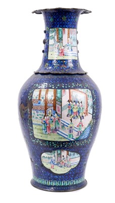 Lot 764 - Unusually large 18th/19th century canton enamel vase