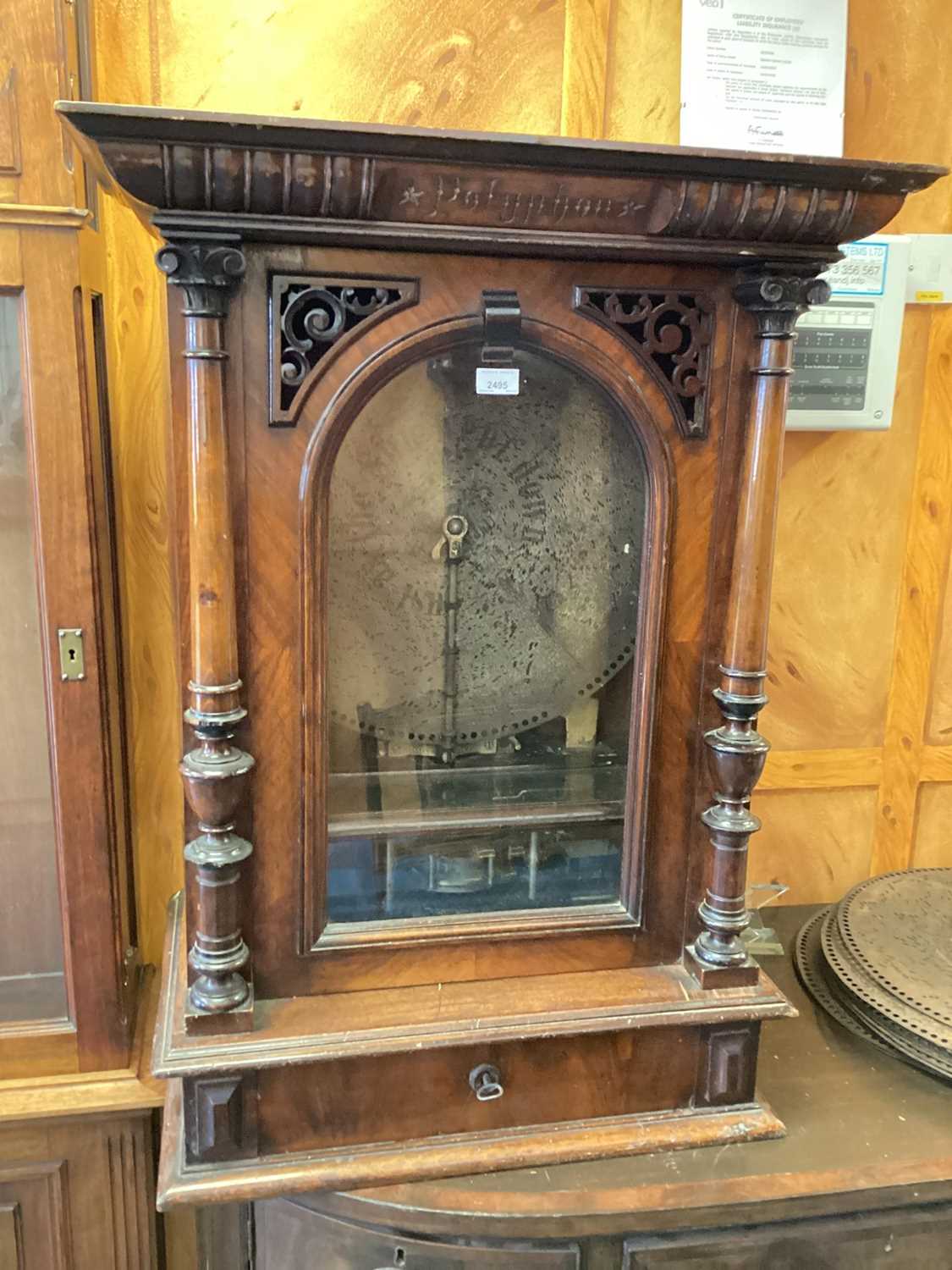 Lot 2495 - Good Victorian walnut cased coin operated polyphon, and discs