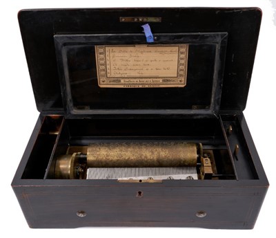 Lot 743 - 19th century Swiss music box with six airs