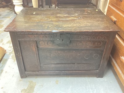 Lot 1095 - 17th century oak coffer, altered