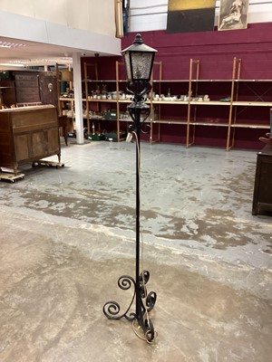 Lot 1038 - Wrought iron standard lamp in the form of a Victorian street light