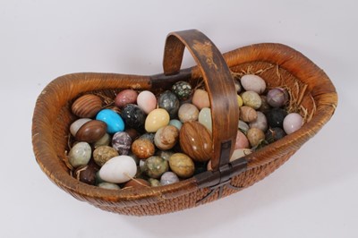 Lot 742 - Large collection of specimen stone and other eggs in basket