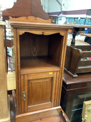 Lot 1047 - Edwardian walnut bedside cabinet and oak and pine cupboard (2)