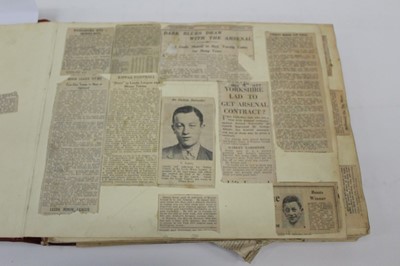 Lot 1508 - Arsenal F.C. leather bound scrap book The Winning of the Football Association Challenge Cup January - April 1930 with action