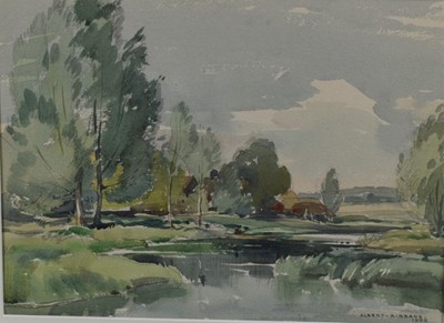 Lot 1253 - Albert Ribbans (1903-1966) watercolour, The Stour at Higham
