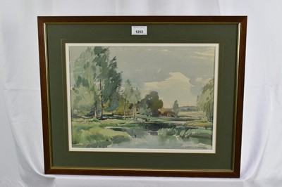 Lot 1253 - Albert Ribbans (1903-1966) watercolour, The Stour at Higham