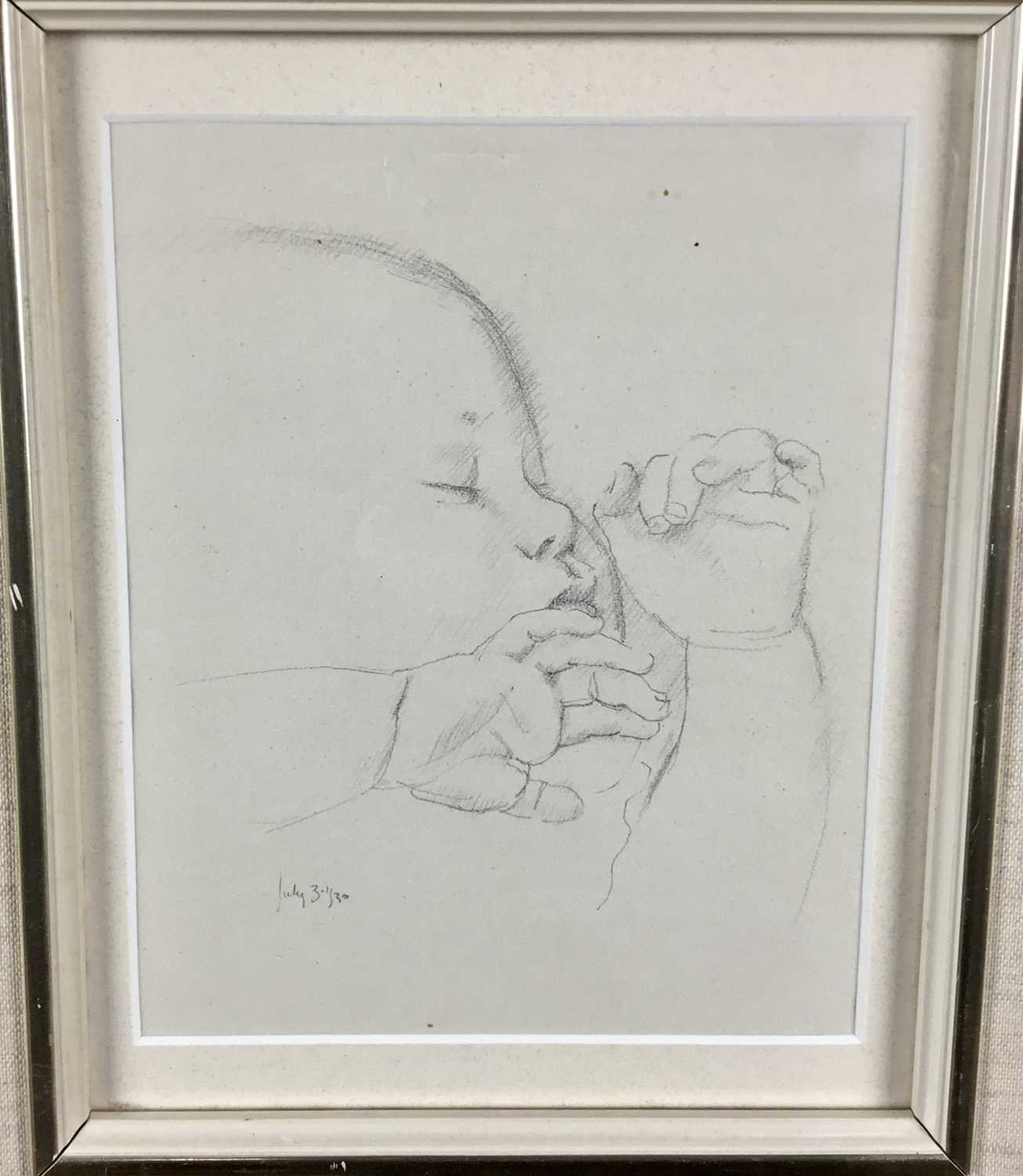 Lot 148 - Robert Sargeant Austin (1895-1973) two pencil sketches - Restful Sleep 20.5 x 16.5cm and Baby Asleep, 16.5 x 18.5cm, 1930, in glazed frames