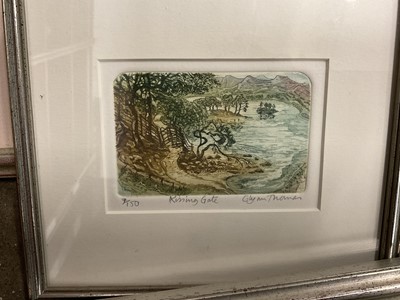 Lot 218 - William George Tuck (1900-1999) pair of watercolours 'Snowy Suffolk landscape' and 'Misty Morning, Suffolk' together with two early 19th century pencil studies and two colour etchings - Glynn Thoma...