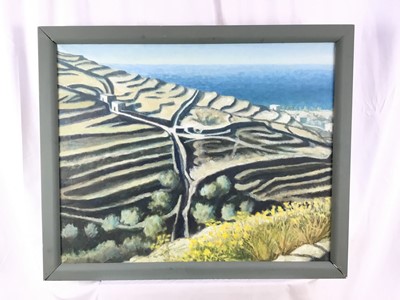 Lot 141 - Anne E Christopherson (1921-2013), oil on canvas, Terraced hillside, Tinos Greece, signed, 61 x 76cm, framed