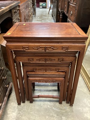 Lot 1055 - Nest of four Chinese hardwood occasional tables