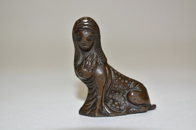 Lot 2442 - Georgian bronze sphinx figure, possibly a weight