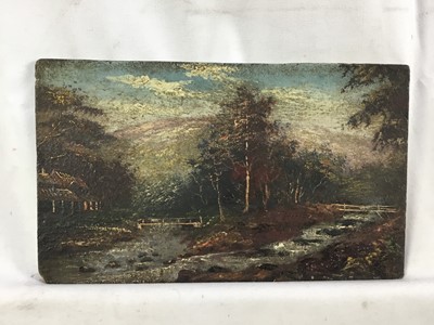 Lot 134 - Hugh Church 19th Century group of five oil on board - The Coast of Slains Castle, Ben Lomond from Talbot, Loch Lomond from the road to Stronaclacher, Water meets Lynmouth, The Mill Stream, all sign...