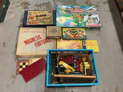 Lot 1999 - Vintage Brimtoy model railway in box and diecast Dinky models and other games and puzzles.