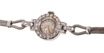 Lot 615 - Continental 15ct white gold and diamond cocktail watch
