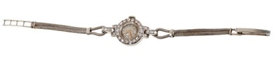 Lot 615 - Continental 15ct white gold and diamond cocktail watch