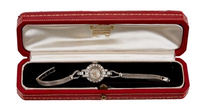 Lot 615 - Continental 15ct white gold and diamond cocktail watch