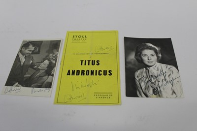 Lot 1410 - Ingrid Bergman signed studio photograph together with an original signed theatre programme signed by Laurence Olivier and Vivienne Leigh. (2)