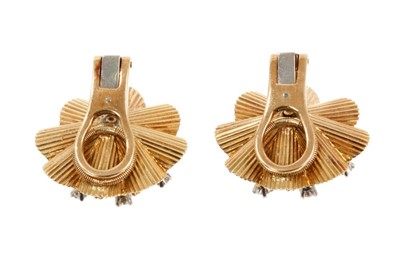 Lot 416 - Pair of Cartier gold and diamond earrings