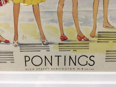 Lot 177 - Art Deco original watercolour advert for Pontings department store, High Street Kensington