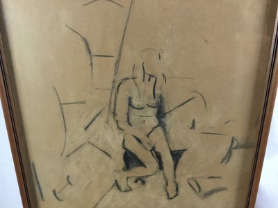 Lot 178 - F. Leger, 1930s charcoal drawing of a seated female nude, signed and dated '30, 46cm x 31cm, in glazed frame