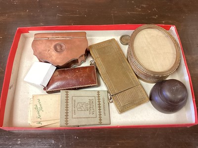 Lot 71 - Brass sovereign holder/compact, cased inkwell and other items