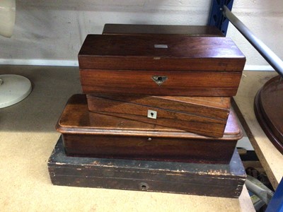 Lot 104 - Pistol box and other boxes including a correspondence box and a desk calendar