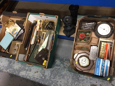 Lot 149 - Two boxes of sundries including The Popular Phrenologist 1899-1901, brass coat hooks etc