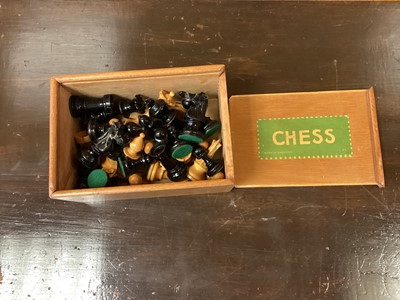 Lot 73 - Jaques chess set in box (label J J & Sons) and one other (figural)