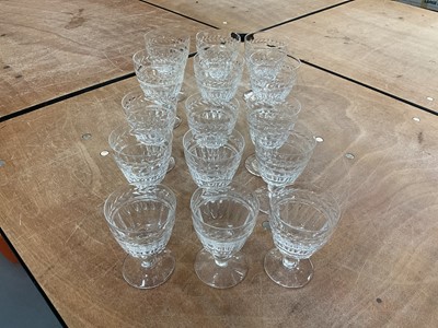 Lot 383 - Two sets of six Stuart crystal cut glass wine glasses, together with three smaller matching glasses.