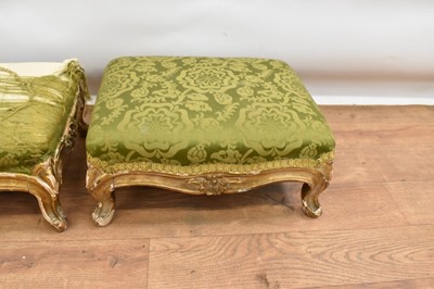 Lot 1444 - Pair of early 19th century carved gilt stools