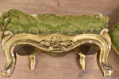 Lot 1444 - Pair of early 19th century carved gilt stools
