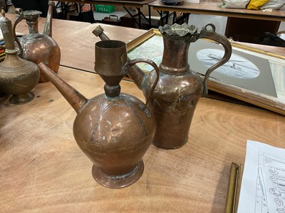 Lot 373 - Pair of Eastern copper pots