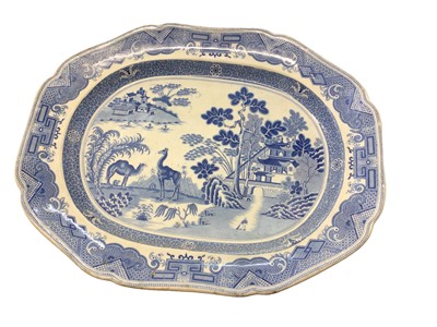 Lot 14 - 19th century blue and white meatplatter of interesting pattern