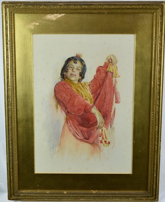 Lot 1316 - Gaston Vuillier (1847-1915) watercolour - Grenadian Dancer, signed and inscribed Grenada, 56cm x 39cm, in glazed gilt frame