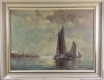 Lot 351 - Continental School, 20th century, oil on canvas - Boats in a Lagoon, indistinctly signed, 60cm x 80cm, framed